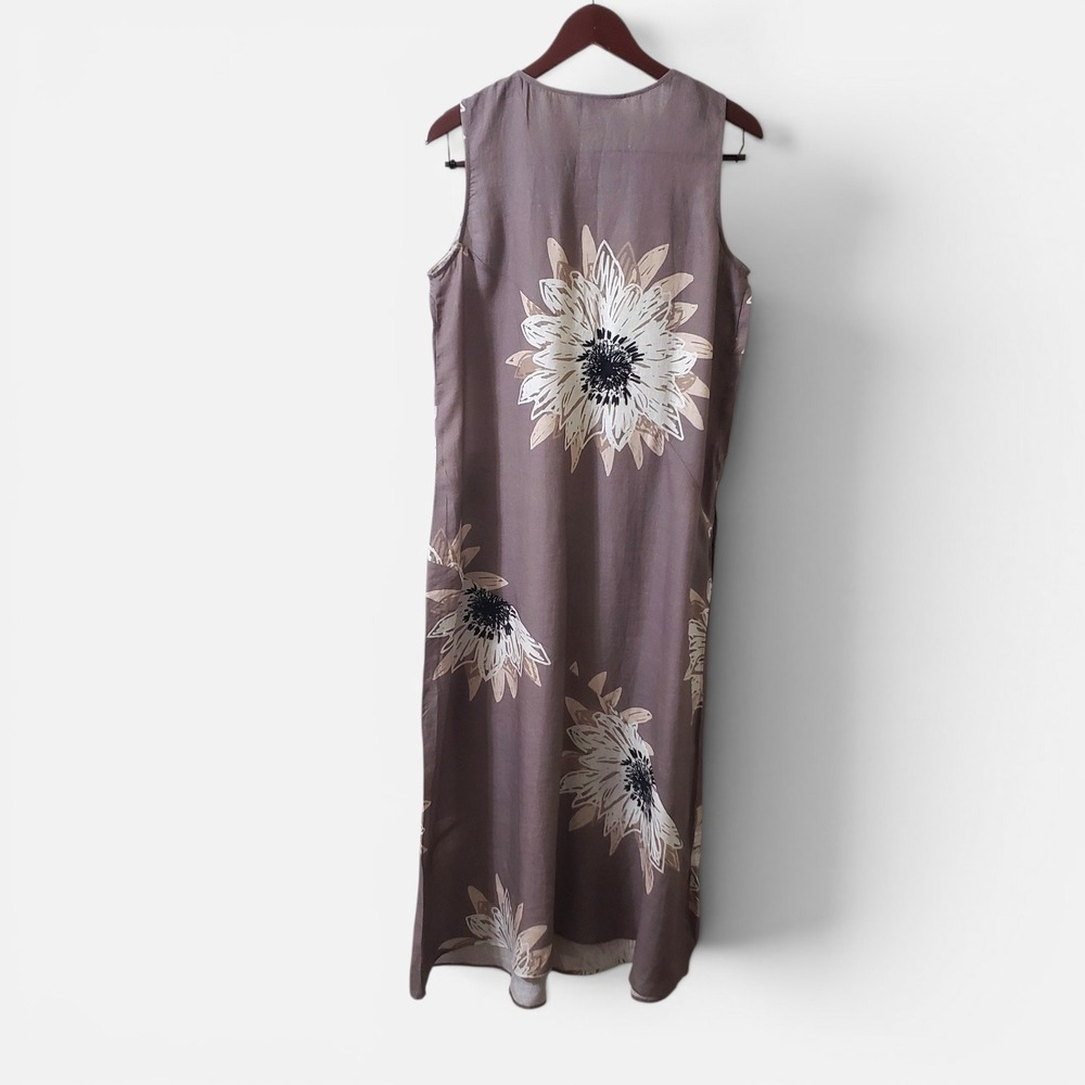 Coldwater Creek Linen Sleeveless Maxi Dress Sunflower Brown Womens Sz 12 - Picture 4 of 10